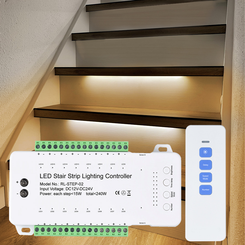 16CH LED Motion Sensor Light Controller With Remote For Staircase Lighting