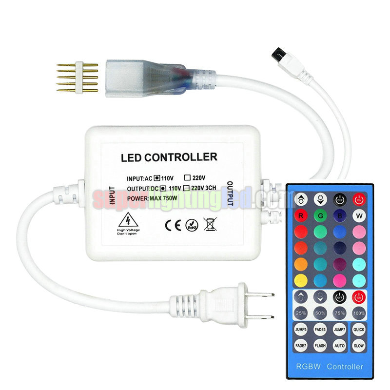 AC110 or 220V, 4-Channel 5-PIN, 40 Button Wireless Control High Voltage Controller, for RGBW LED strip light [CONHV-750-RGBW]