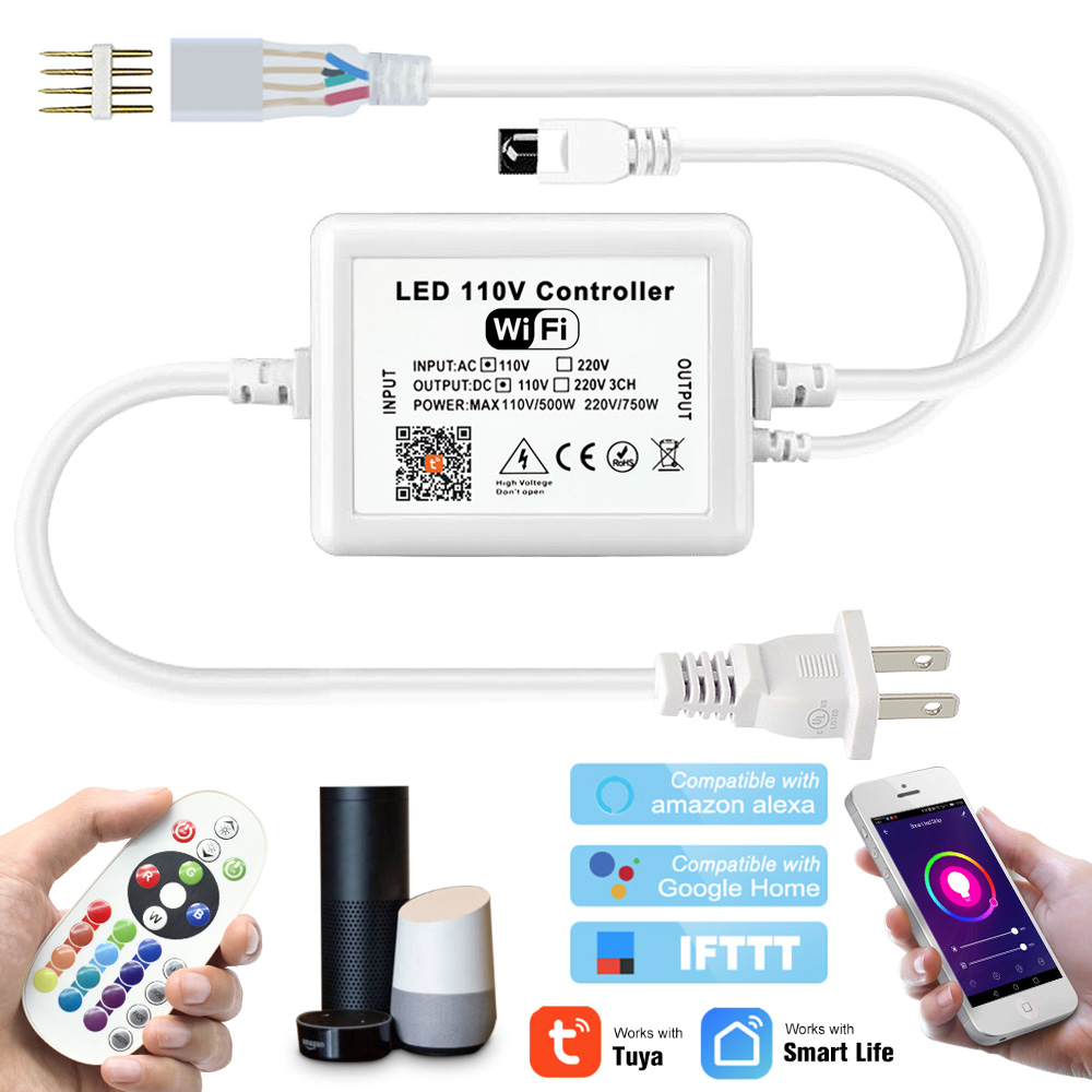 US 1-10pcs Smart WiFi LED RGB Light Strip Music Controller For Alexa Google Home 