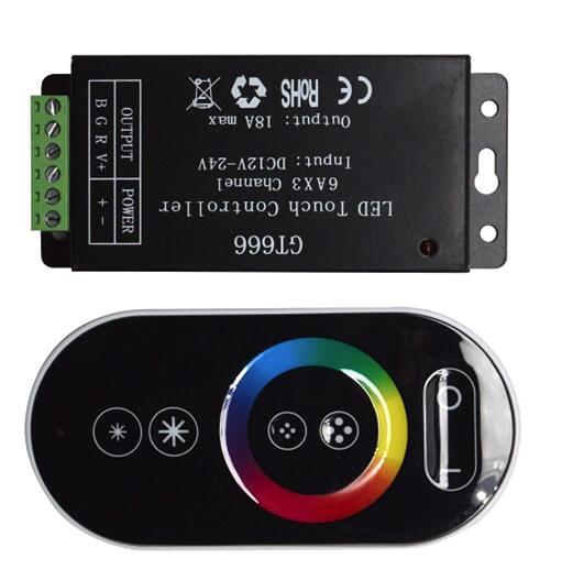 12V-24V 18A RF Wireless Full Touch Screen Remote RGB LED Controller Dimmable BBS 