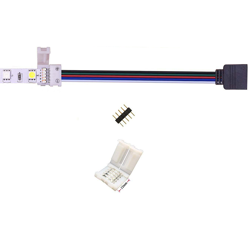 Details about   LED Strip Light Connector Adapter Cable PCB Clip Solderless SMD 5050 SK6812 RGB 