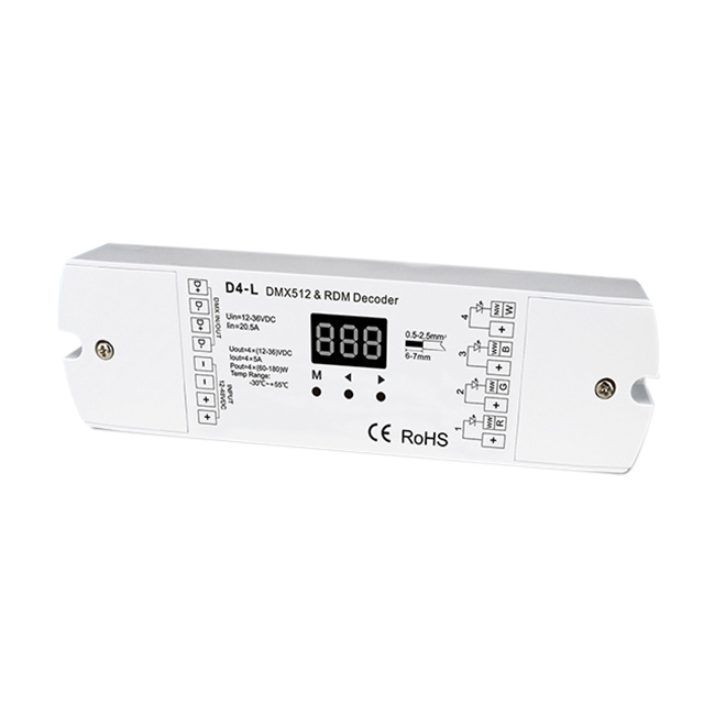 D4-S 4CH*6A DC12-24V Constant Voltage DMX512 & RDM Decoder