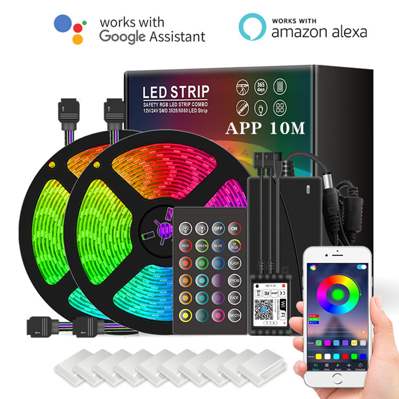 5M WiFi Smart LED Strip Light 5050 RGB RGBW RGBWW For Alexa Home Power KIT 