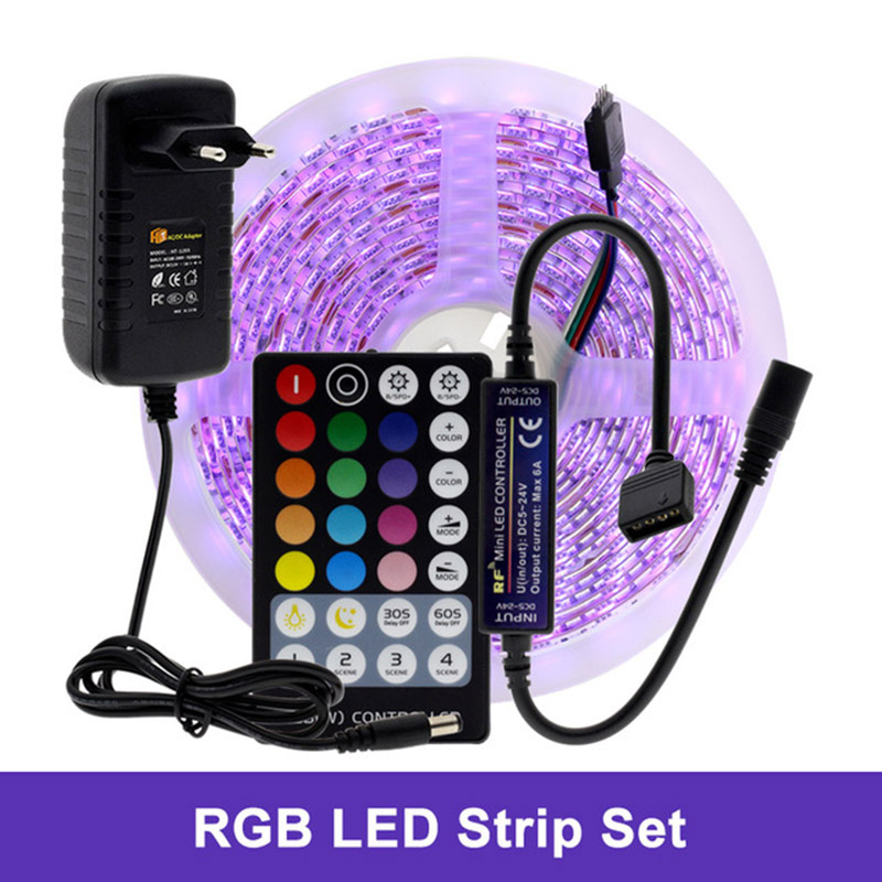 32.8ft RGB SMD 3528 Flexible LED Strip Light 60Leds/m+44Key Remote+12V Power US 