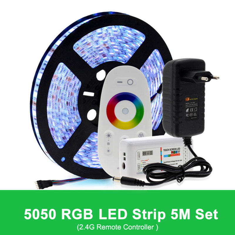 5050 RGB LED Strip DC 12V 5M 60LEDs/M RGBW LED Light Strip with 3A Power+Remote 