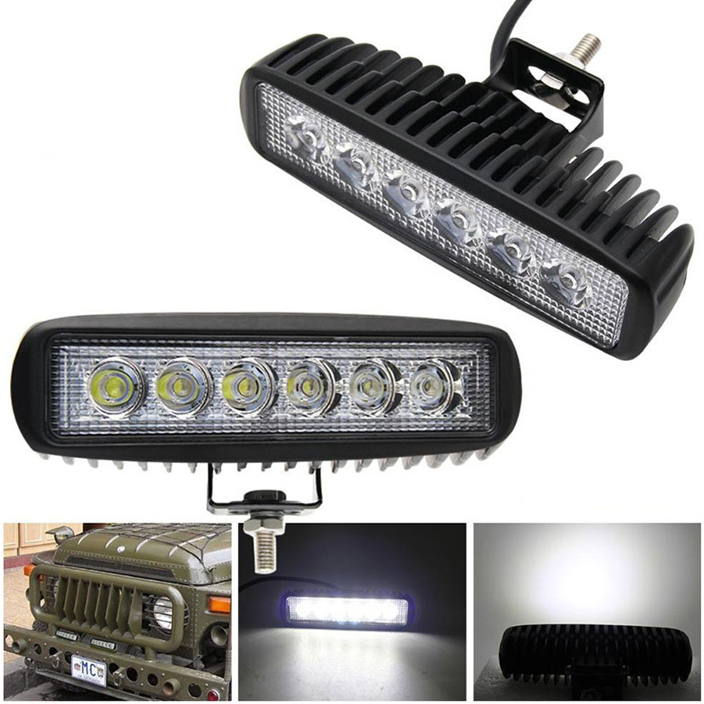 DC12-24V 6LEDs 18W 6-inch Work Light Car LED Spotlight Truck Modified Lamps  Ultra-thin Strip Lights