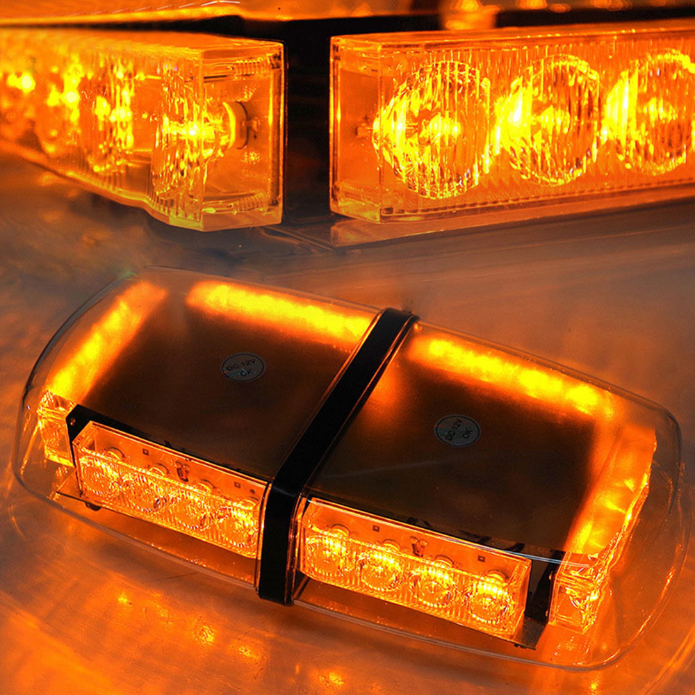24 LED Amber Light Emergency Warn Strobe Flash Yellow Bar Hazard Magnetic Base 