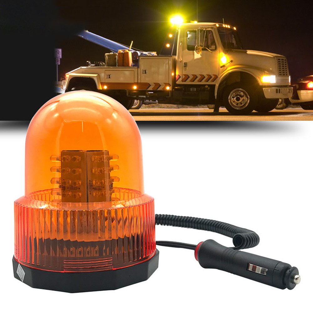 Zento Deals Dual Color Amber & White 240-LED Snow Plow Safety Strobe Light Warning Emergency 7-Patterns Car Truck Construction Car Vehicle Safety W/Magnetic Base 