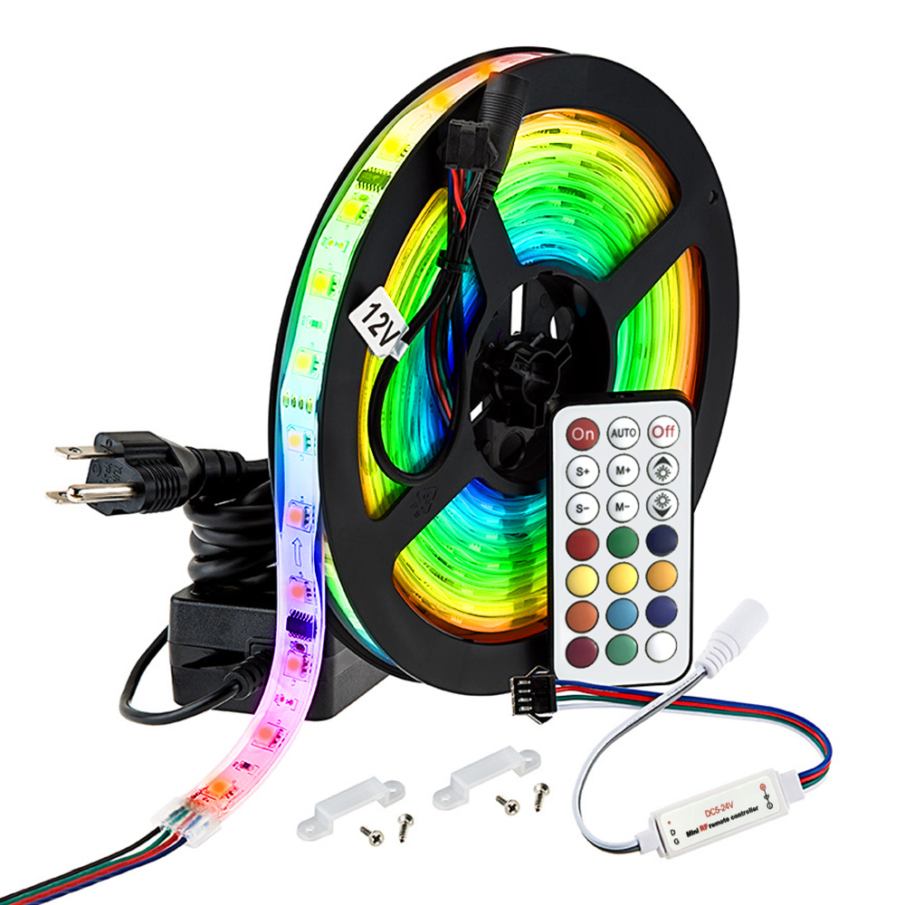16.4 Ft SMD RGB 300 LED Color Changing Kit with Flexible Rope Lighting IR Remote Control and 12V Power Supply SUPERNIGHT LED Strip Lights Waterproof 