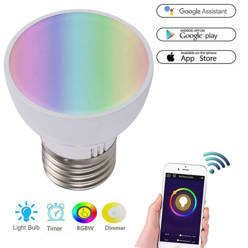 No Hub Required ,E27,4 Packs SYH Smart Light Bulb Dimmable RGBCW 7W WiFi Smart Led Bulb 60W Equivalent,Remote APP Segment Control Compatible Work with Alexa Echo Siri Google Home 