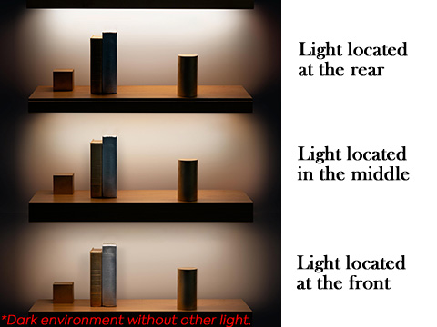 Different Positioning of LED Lights on Shelving Tiers