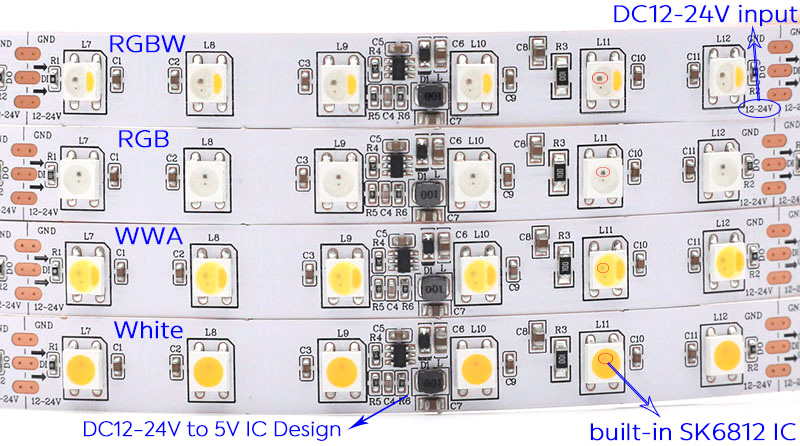 12V 24V Individually Addressable LED Strip
