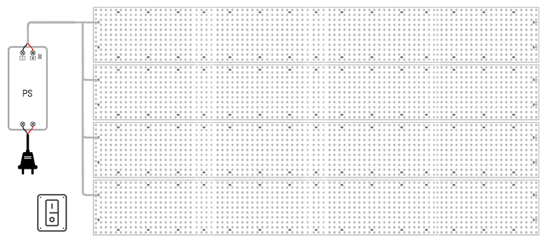 Wiring diagram of long-run led light sheets