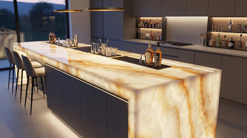 Kitchen Island Backlighting with LED Sheet Light Panels