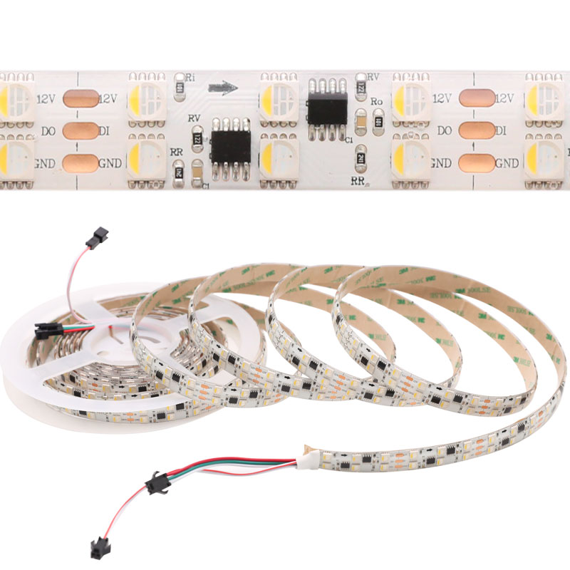 DC12V dvouřadá s vysokou hustotou 120 LED/m adresovatelné RGBW TM1814 LED páskové světlo 16.4FT DC12V dvouřadá s vysokou hustotou 120 LED/m adresovatelné RGBW TM1814 LED páskové světlo 16.4FT