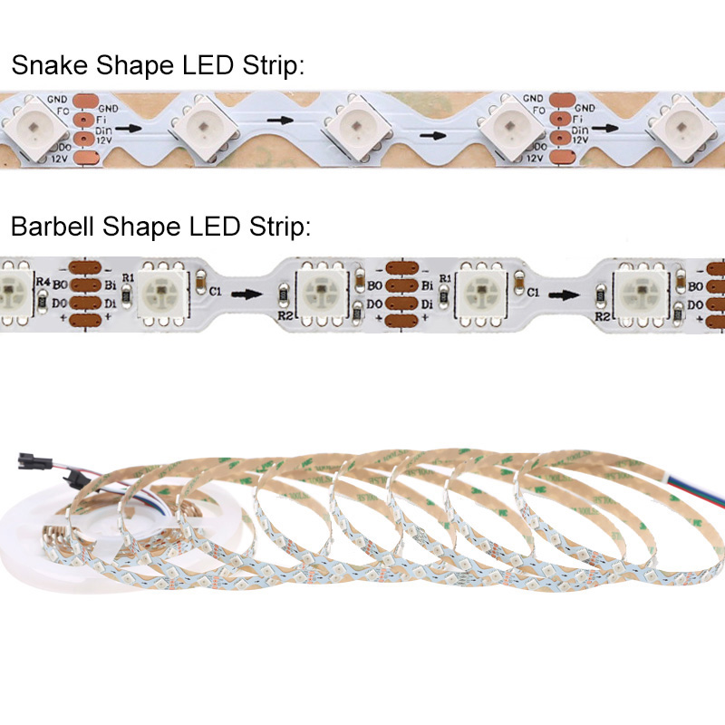 12V SK6813 5050 Dual Signal Pixel RGB Zig Zag LED pásek individuálně adresovatelný 12V SK6813 5050 Dual Signal Pixel RGB Zig Zag LED pásek individuálně adresovatelný