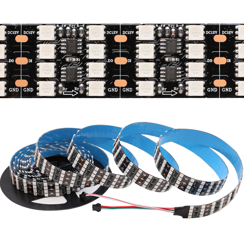 12V WS2811 nejjasnější čtyřřadý adresovatelný RGB LED pásek černý 12V WS2811 nejjasnější čtyřřadý adresovatelný RGB LED pásek černý