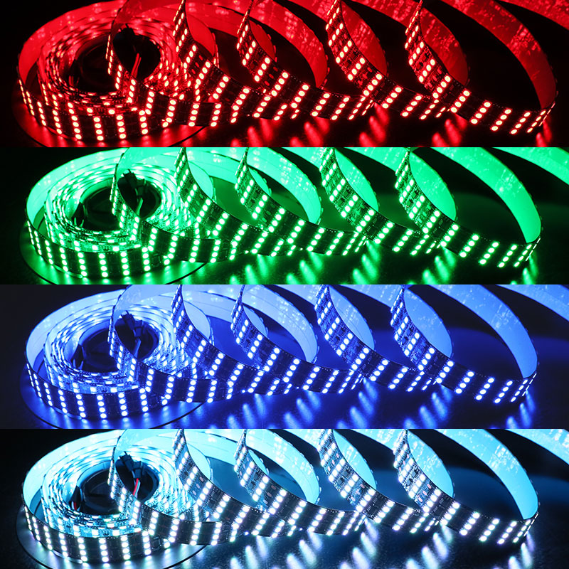12V WS2811 nejjasnější čtyřřadý adresovatelný RGB LED pásek černý 12V WS2811 nejjasnější čtyřřadý adresovatelný RGB LED pásek černý