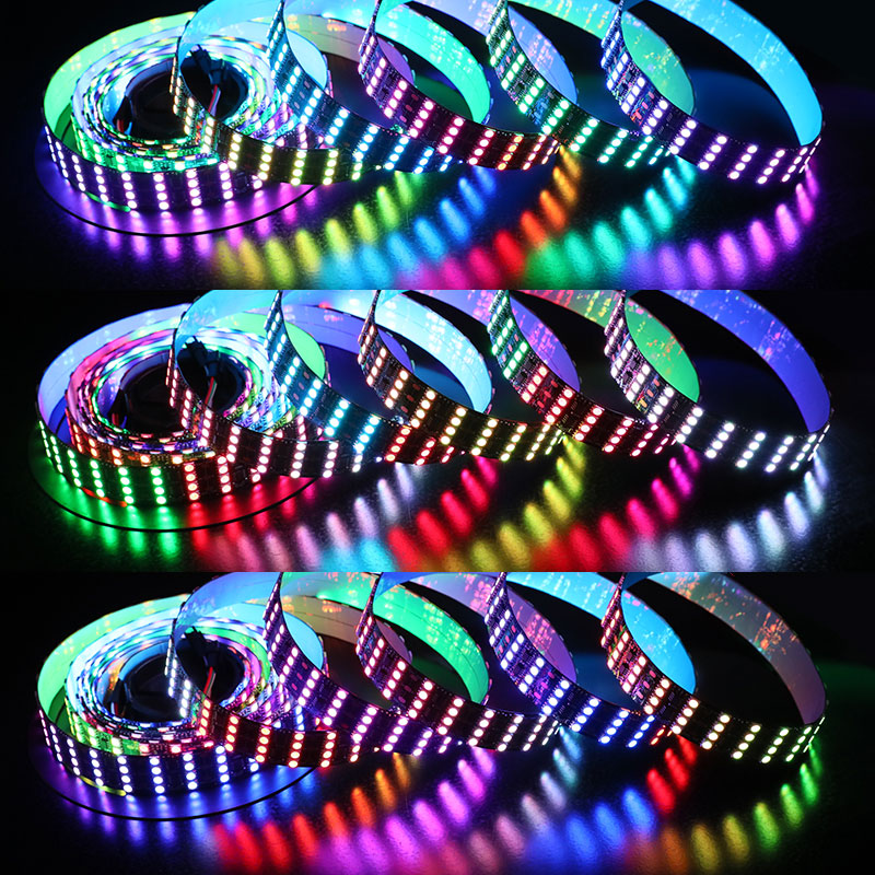 12V WS2811 nejjasnější čtyřřadý adresovatelný RGB LED pásek černý 12V WS2811 nejjasnější čtyřřadý adresovatelný RGB LED pásek černý