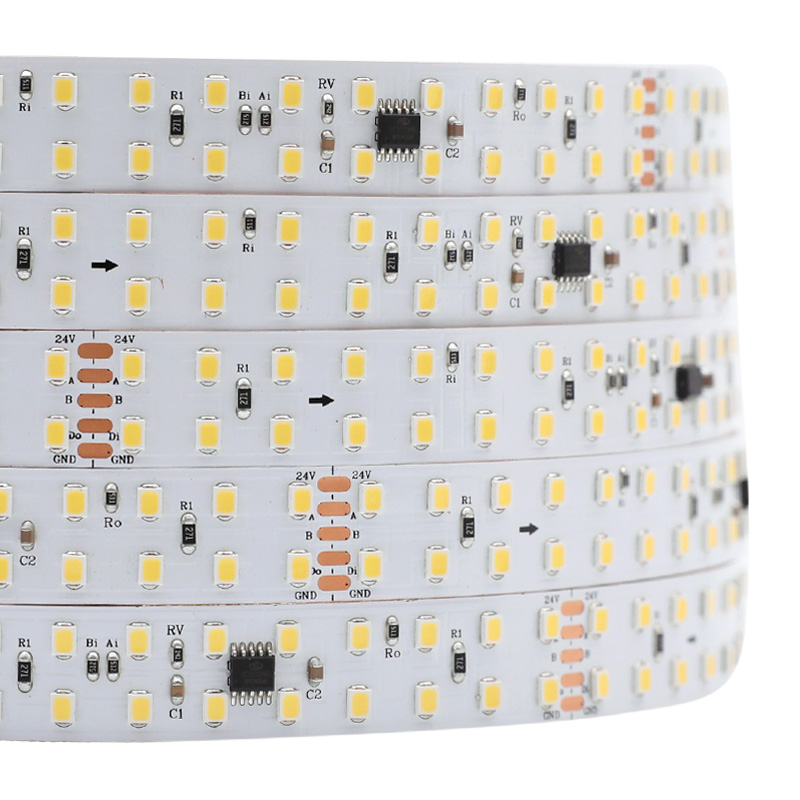 24V DMX512 3000K / 4000K / 6500K SMD2835 Dvouřadý programovatelný bílý LED světelný pás