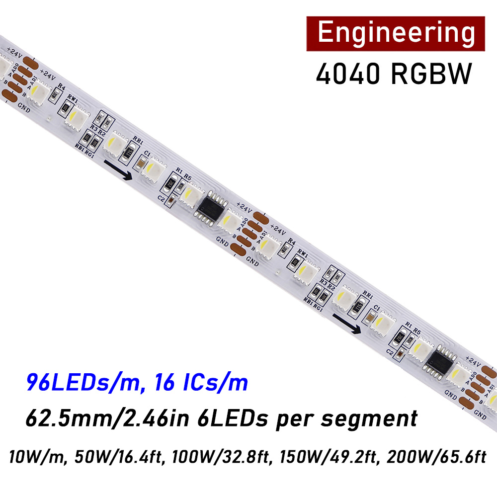 24V SMD4040 DMX RGBW UCS512 LED pásek 100LED/m, Max 20m 65ft 24V SMD4040 DMX RGBW UCS512 LED pásek 100LED/m, Max 20m 65ft