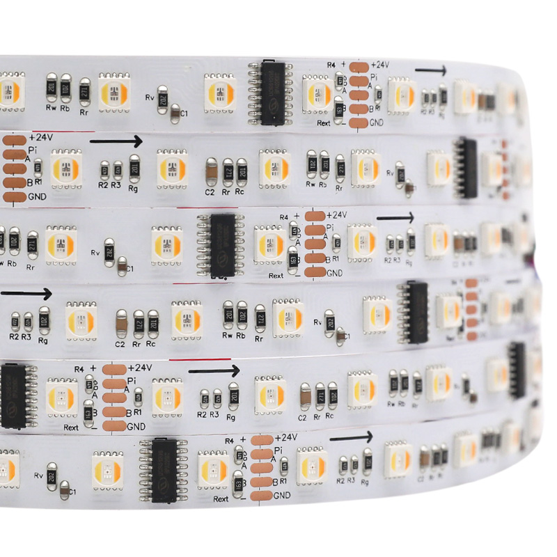 24V DMX 5v1 RGB+W+WW Digitální LED páskové světlo, adresovatelné RGB CCT, 60LED/m 24V DMX 5v1 RGB+W+WW Digitální LED páskové světlo, adresovatelné RGB CCT, 60LED/m