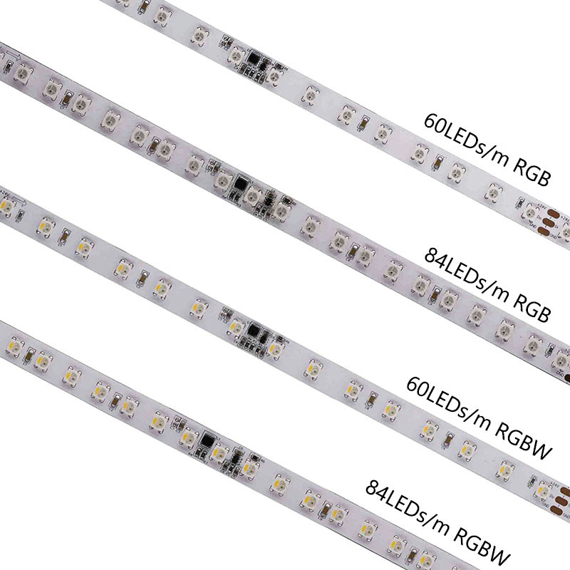 24V až 5V SK6812 Individuální adresovatelné 5050 RGB / RGBW LED pásky, 60/84 LED/m 24V až 5V SK6812 Individuální adresovatelné 5050 RGB / RGBW LED pásky, 60/84 LED/m