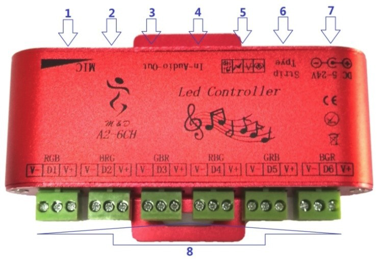 6 Output Channel LED SPI Music Controller