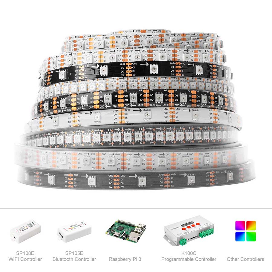 1M APA102 144LED/M White PCB Led strip Light LED pixel Individual Addressable 5V 
