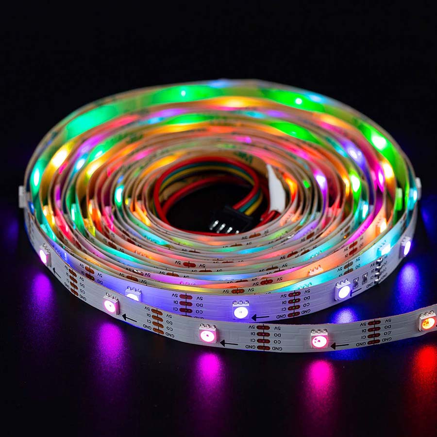 APA102 RGB plnobarevný DC5V 30LED/m digitální LED pásek – 150 5050SMD – 5m/16.4ft na roli