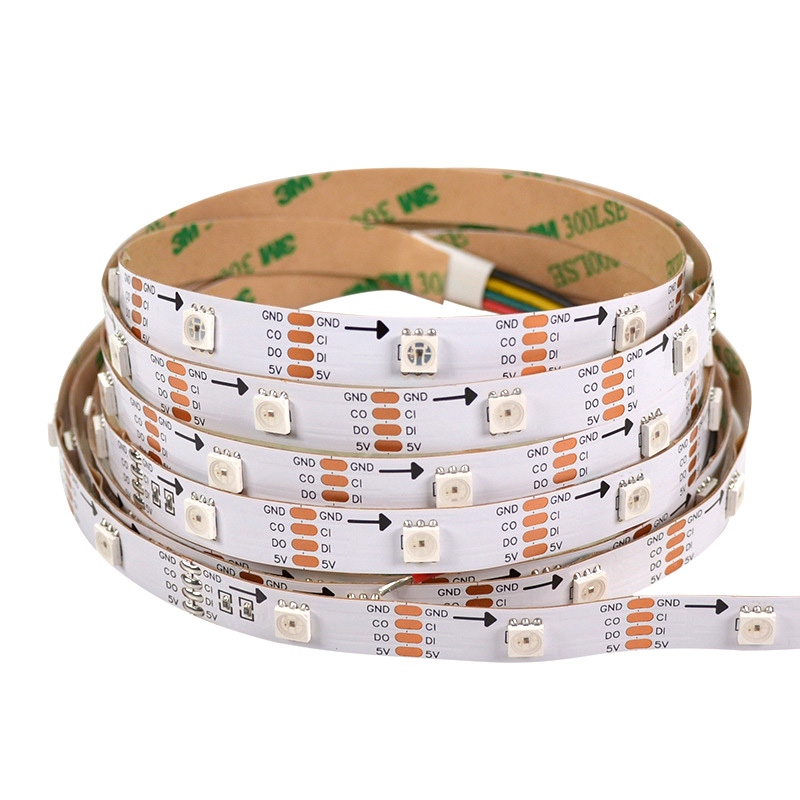 Schnellstes IC APA107/HD107S Individuell adressierbares RGB-LED-Lichtband – DC5V 30LEDs/m 5050SMD Flexible Lichter – 16.4 Fuß/Rolle