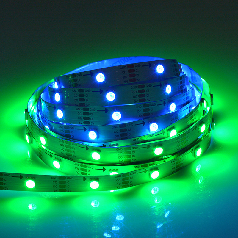 Nejrychlejší IC APA107/HD107S Individuálně adresovatelné RGB LED páskové světlo – DC5V 30LEDs/m 5050SMD Flexibilní světla – 16.4 stop/role Nejrychlejší IC APA107/HD107S Individuálně adresovatelné RGB LED páskové světlo – DC5V 30LEDs/m 5050SMD Flexibilní světla – 16.4 stop/role