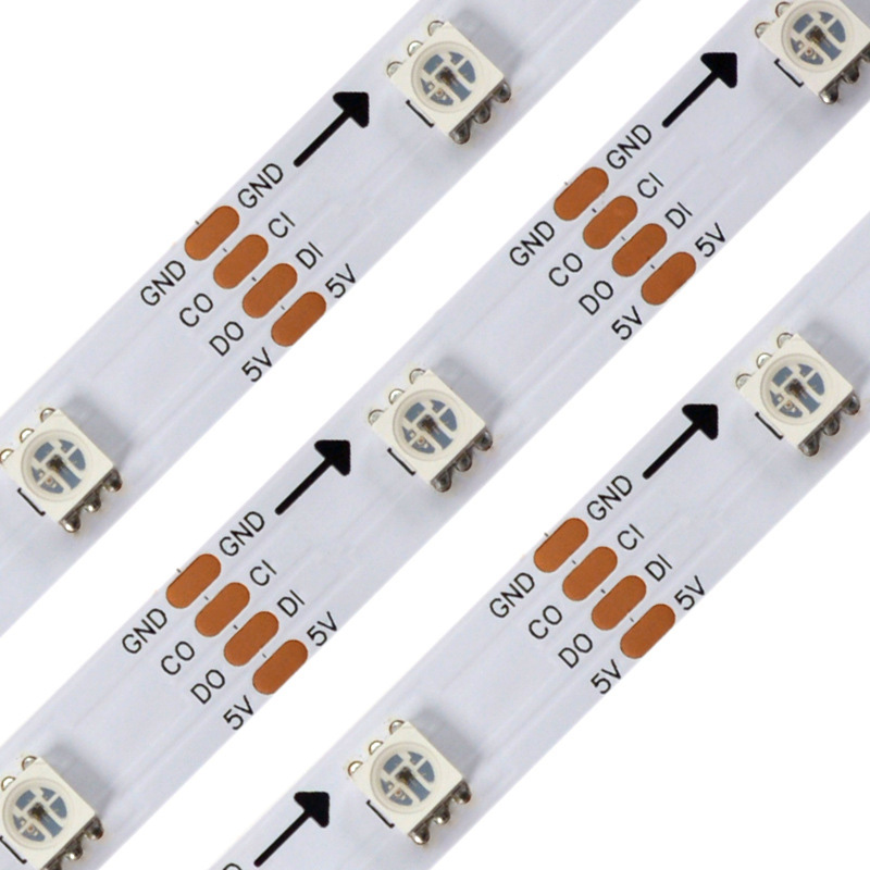 Nejrychlejší IC APA107/HD107S Individuálně adresovatelné RGB LED páskové světlo – DC5V 30LEDs/m 5050SMD Flexibilní světla – 16.4 stop/role Nejrychlejší IC APA107/HD107S Individuálně adresovatelné RGB LED páskové světlo – DC5V 30LEDs/m 5050SMD Flexibilní světla – 16.4 stop/role