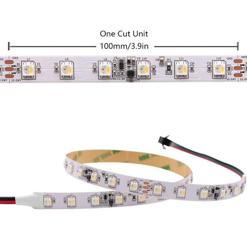 Technické řešení DC12-24V individuálně adresovatelné SK6812 RGBW LED pásek 60 LED/m 3.28 stop-65.6 stop Technické řešení DC12-24V individuálně adresovatelné SK6812 RGBW LED pásek 60 LED/m 3.28 stop-65.6 stop