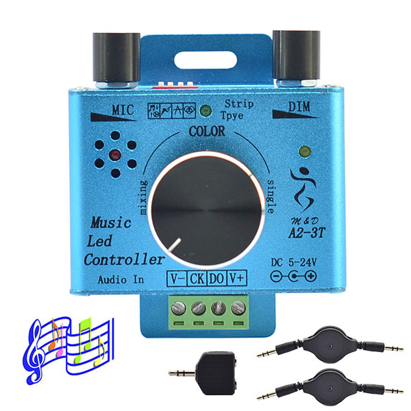 Dimmbarer LED-SPI-Musik-Controller – 256 Musikprogramme – Steuerung DC5-24V 600 Pixel WS2811 WS2801 WS2812 LPD6803 APA102 adressierbare LED-Streifenlichter