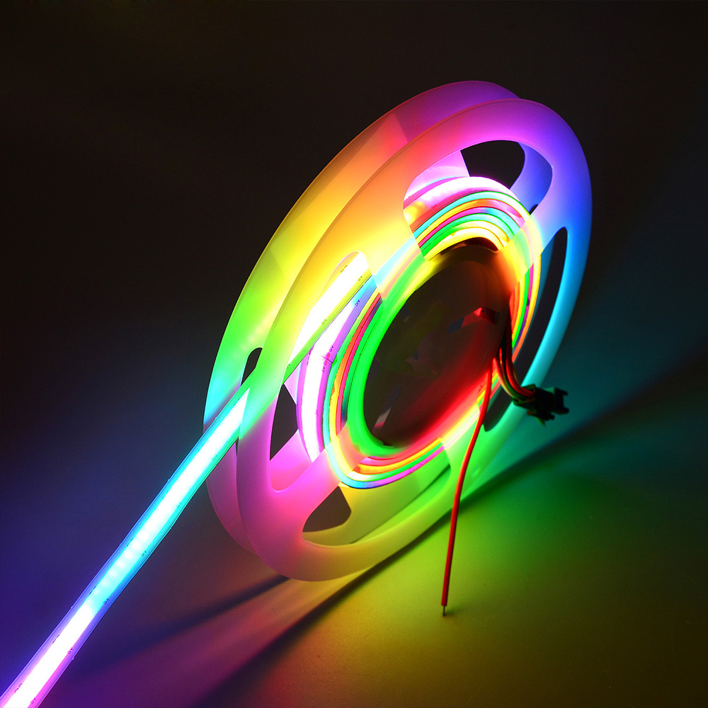 Neuestes adressierbares RGB-COB-LED-Licht WS2812B mit 332 Chips/m und höchster Dichte – flexible DC5V-COB-LED-Streifen in Traumfarben – 1 m pro Rolle Neuestes adressierbares RGB-COB-LED-Licht WS2812B mit 332 Chips/m und höchster Dichte – flexible DC5V-COB-LED-Streifen in Traumfarben – 1 m pro Rolle