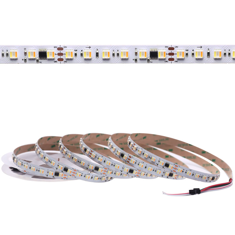 24V 12mm FW1906 (Podobné jako WS2812B) Digitální 5v1 RGB+CCT 84LEDs/m Adresovatelné LED páskové světlo 24V 12mm FW1906 (Podobné jako WS2812B) Digitální 5v1 RGB+CCT 84LEDs/m Adresovatelné LED páskové světlo