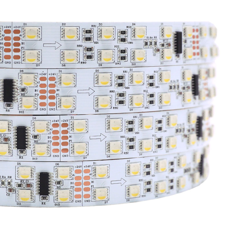 Dvouřadá RGBW DMX LED pásková světla 20mm/15mm 24V 600 LED 50/100 pixelů Dvouřadá RGBW DMX LED pásková světla 20mm/15mm 24V 600 LED 50/100 pixelů