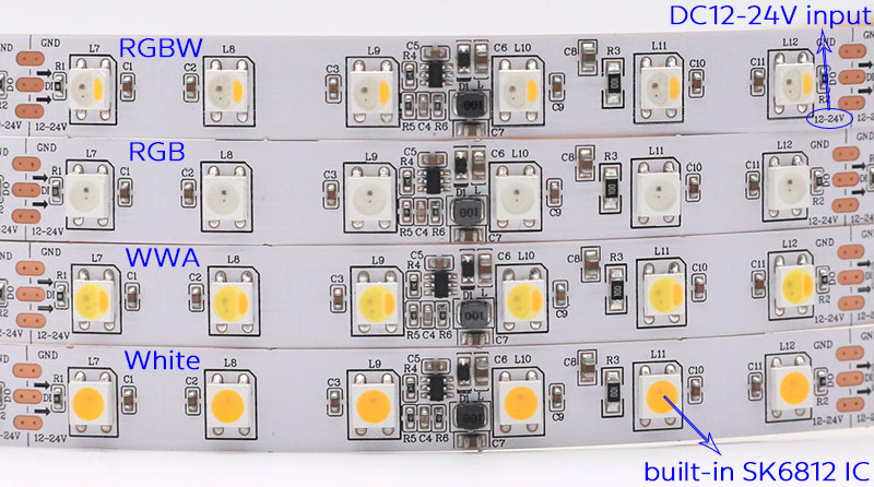 SC,CCT,RGB,RGBW SK6812 Commercial LED Strip Lights