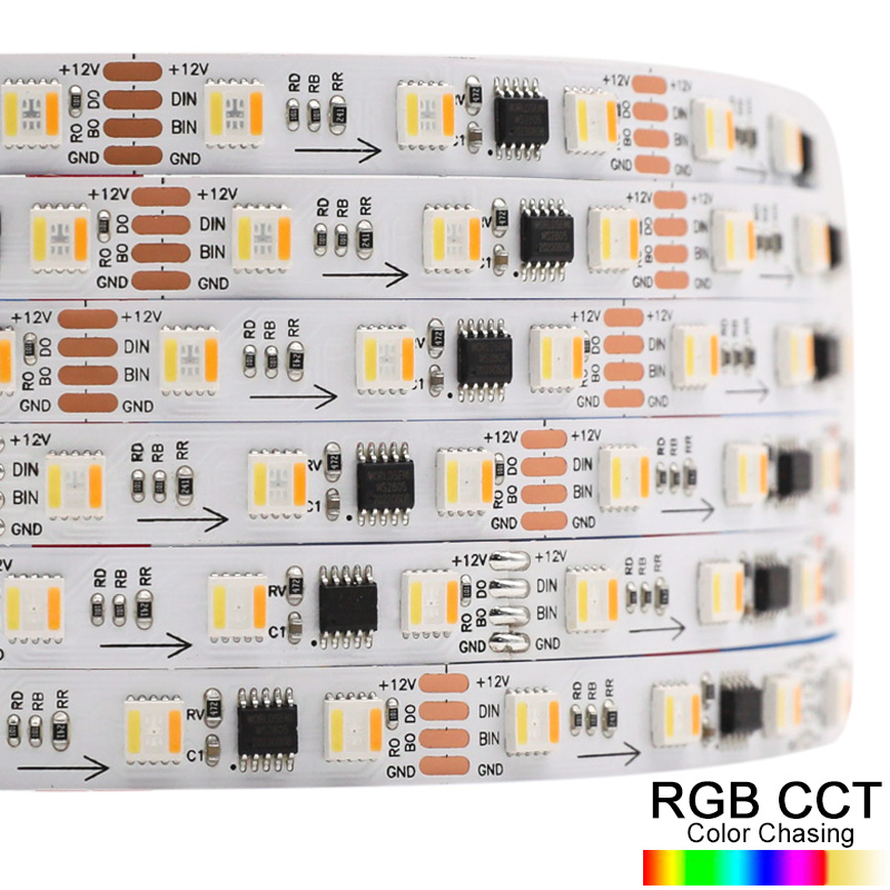 WS2805 Dual Signal 5-v-1 RGBWW adresovatelný RGB laditelný bílý LED pásek WS2805 Dual Signal 5-v-1 RGBWW adresovatelný RGB laditelný bílý LED pásek