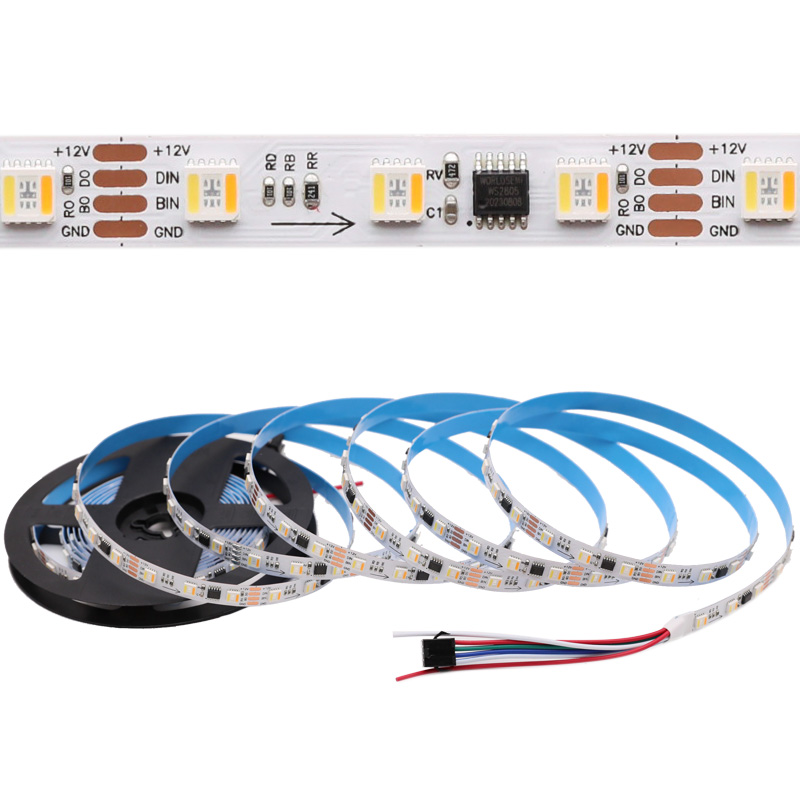 WS2805 Dual Signal 5-v-1 RGBWW adresovatelný RGB laditelný bílý LED pásek WS2805 Dual Signal 5-v-1 RGBWW adresovatelný RGB laditelný bílý LED pásek
