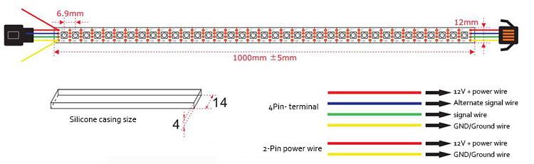 WS2815 12V adresovatelná LED pásková světla