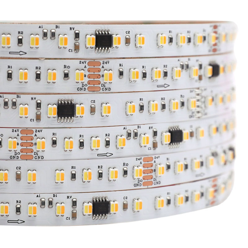 DMX512 CCT/WWA Bílý nastavitelný digitální LED pásek, vysoká hustota 120 LED/m