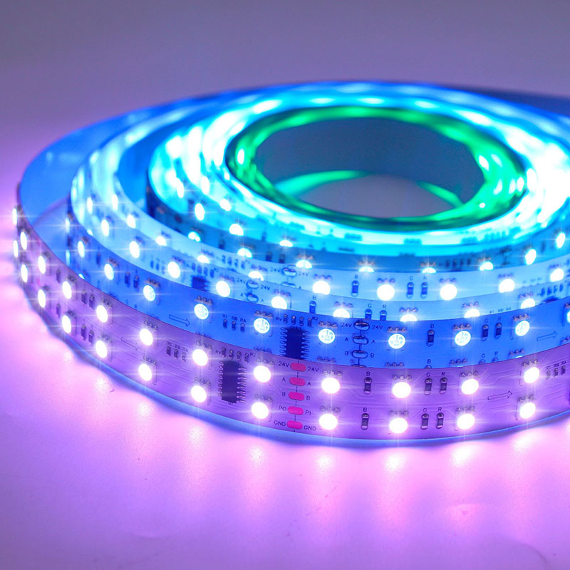 Faltbarer zweireihiger adressierbarer RGB-DMX-LED-Streifen für 360°-Silikonschlauch