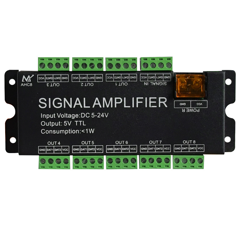 DC5-24V 8 Channels SPI Double Output Data/Clock Signal Amplifier For Addressable Dream Color WS2811 WS2812B LED Strips
