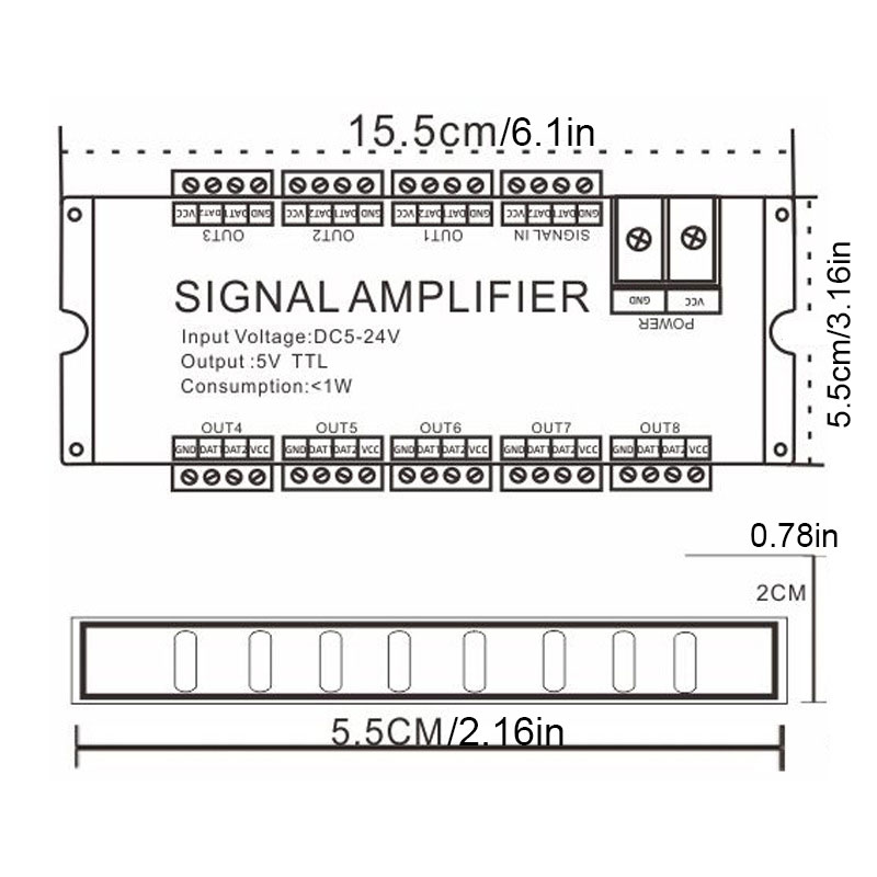 8CH SPI Data/Clock Signal Amplifier For WS2811 WS2812B 8CH SPI Data/Clock Signal Amplifier For WS2811 WS2812B