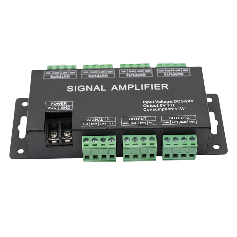 DC5-24V, 6 Channels SPI Signal Output Data Signal HC600 Amplifier For Programmable Dream Color 6803 1903 1809 1812 2811 IC Led Light Strips