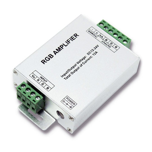 DC5V/12-24V společná anoda 3kanálový RGB zesilovač pro RGB + bílé flexibilní LED páskové světlo