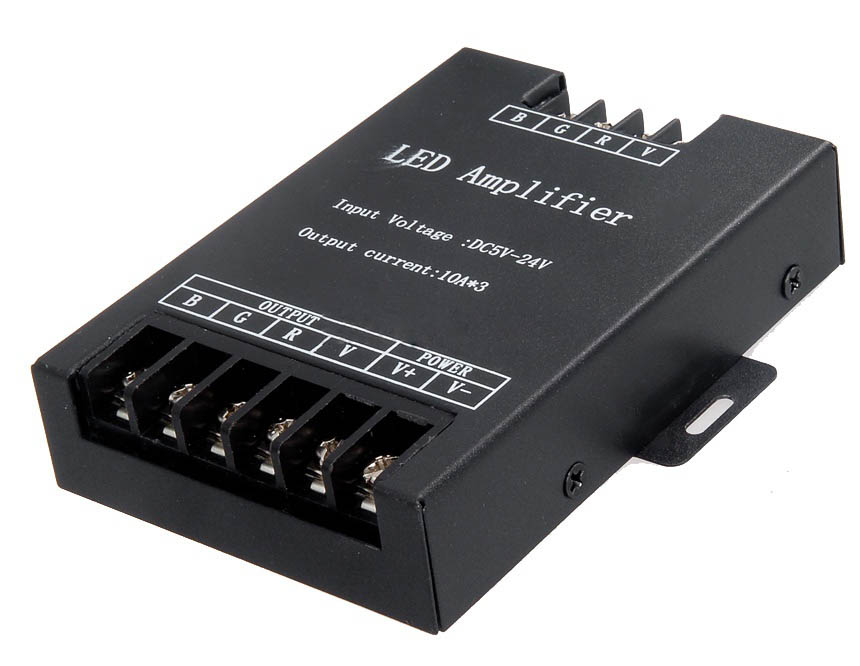 DC5/12/24V 10Ax3CH PWM LED RGB signálový zesilovač Černá železná skořepina Pro RGB SMD 3528 5050 LED světelný pásek