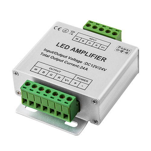 DC12/24V 6Ax4CH Max24A, PWM LED RGBW Zesilovač datového signálu Hliníkové pouzdro Pro RGB+White SMD 3528 5050 LED světelný pás